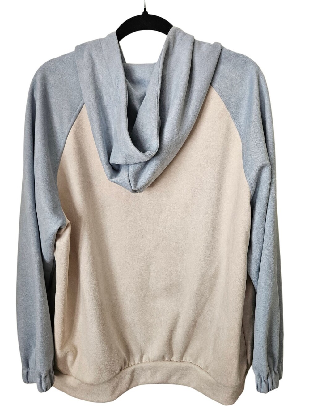 Aelfric Eden Star Patch Suede Colorblock Full Zip Hoodie Jacket Blue Cream M — image 3 of 8